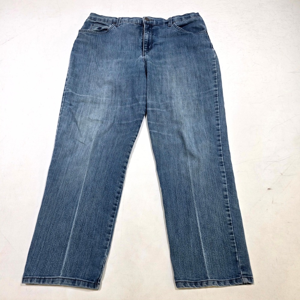 Gloria Vanderbilt Amanda Jeans Wom 16 Blue Straight Leg High Rise Stretch Denim